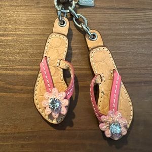 Like new coach leather sandals/ flip flops key chain/ purse charm